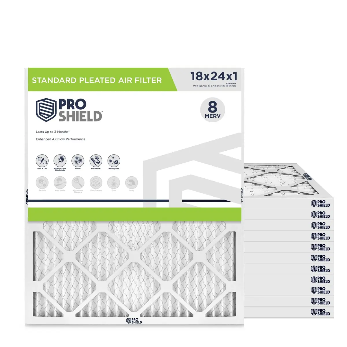 Proshield 18x24x1 MERV 8 HVAC Air Filter | 12 Pack, USA Made, Cost-Effective (70-120 chars) - main product image