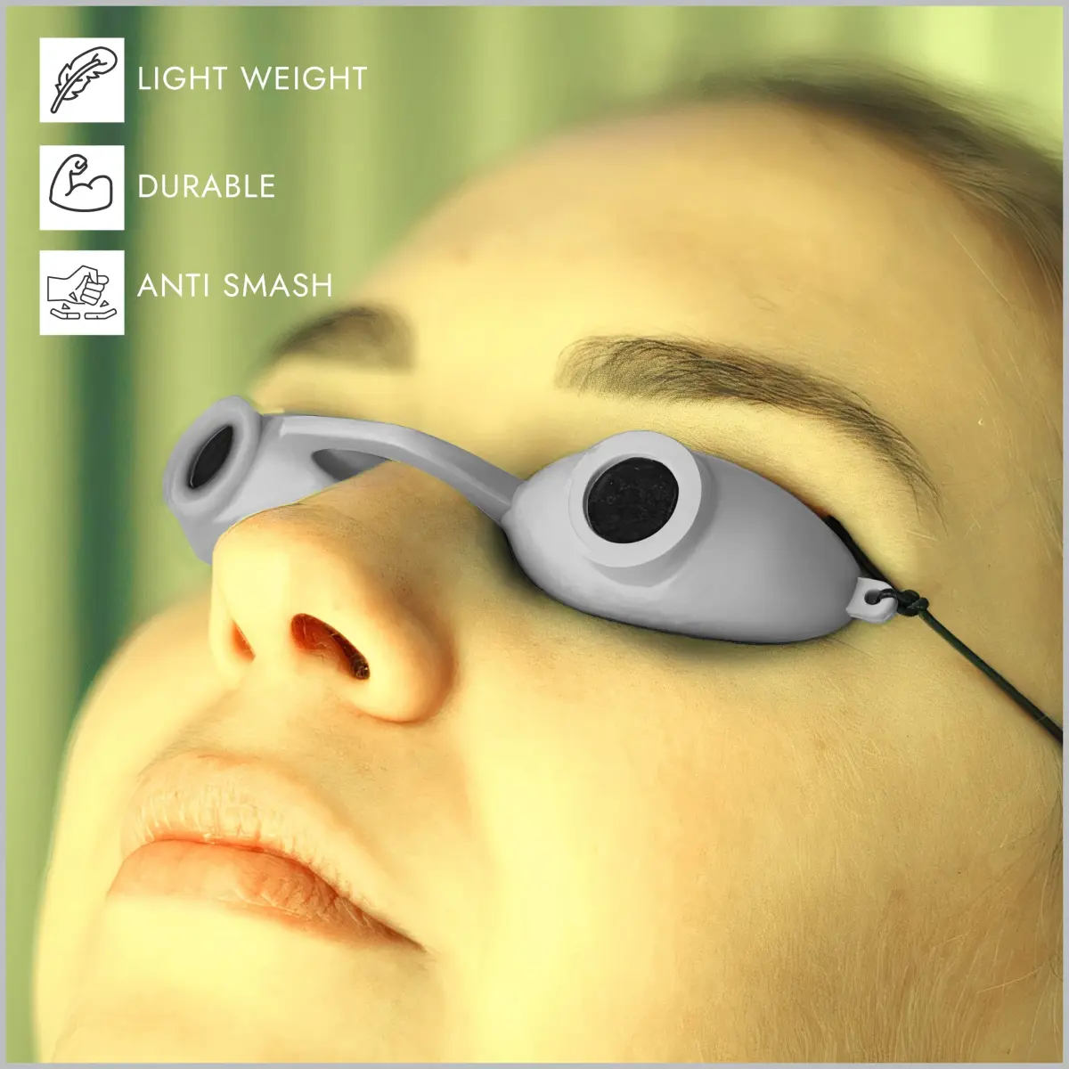 Super Sunnies Flexible UV Tanning Goggles w/Strap - Grey | Polycarbonate Lens with UV Protection - view 6