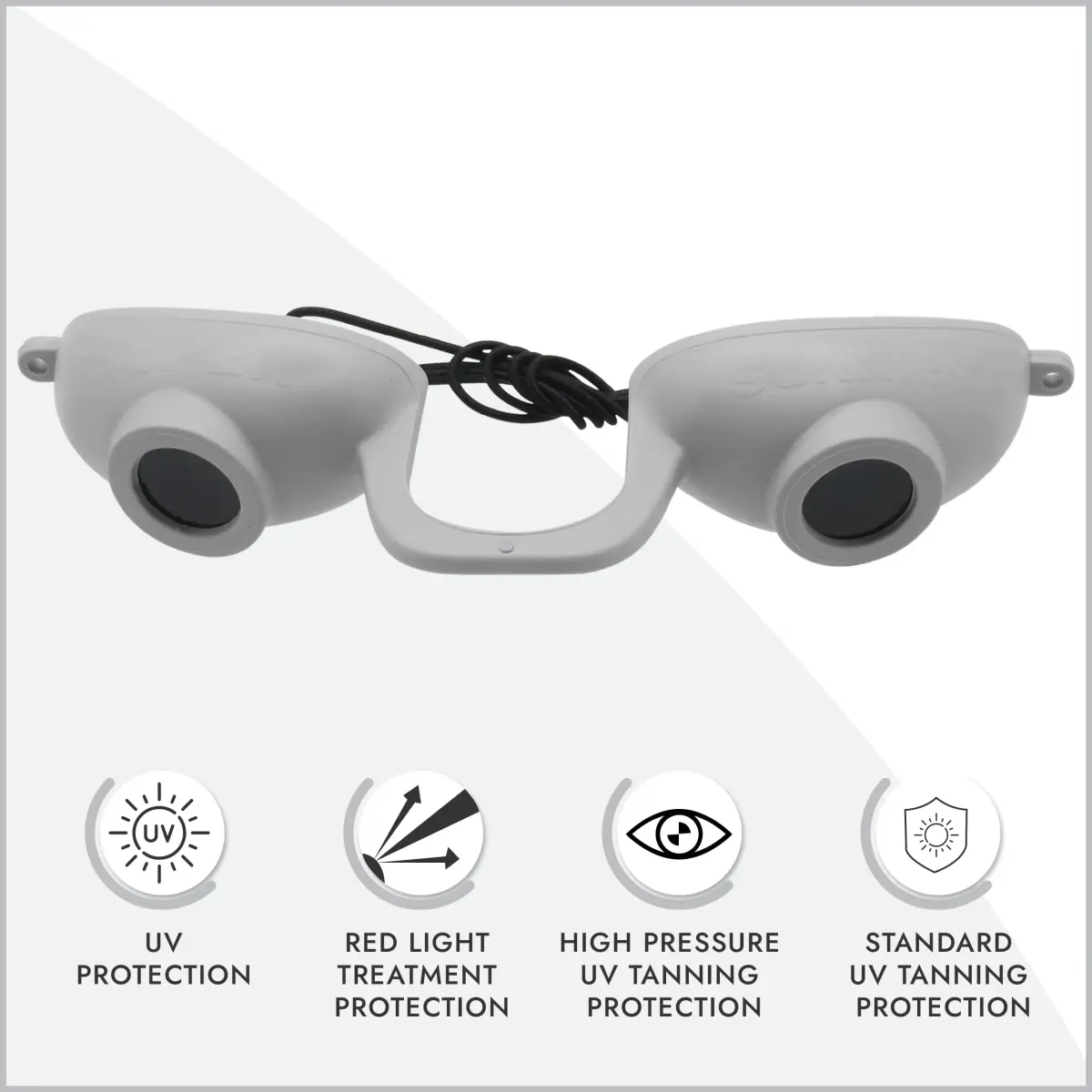 Super Sunnies Flexible UV Tanning Goggles w/Strap - Grey | Polycarbonate Lens with UV Protection - view 2