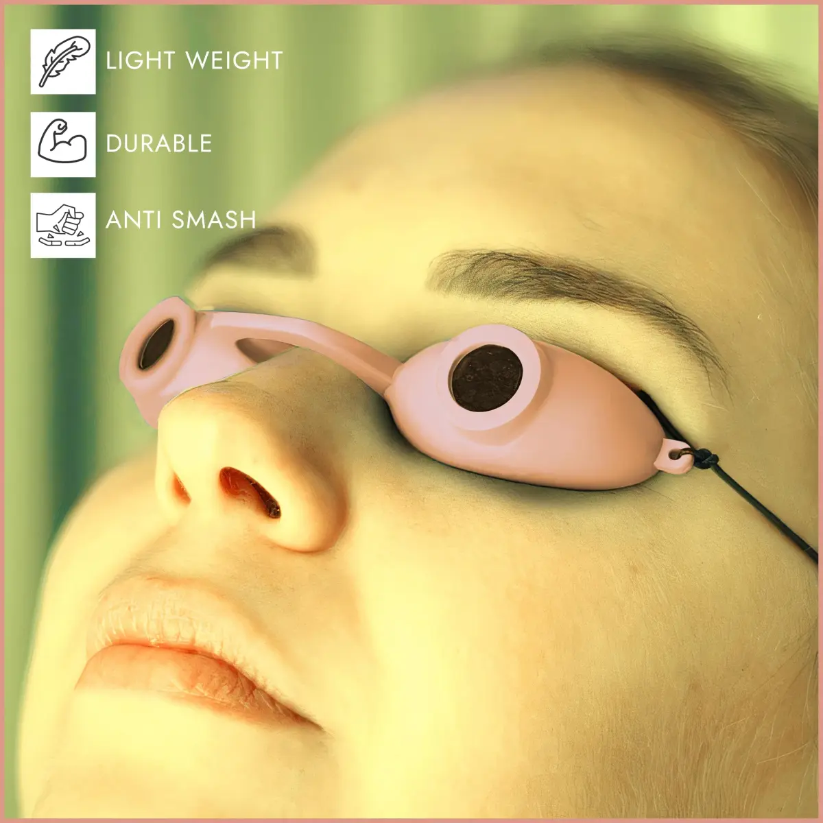 Super Sunnies Flexible UV Tanning Goggles w/Strap - Peach | Eye Protection for Tanning Beds & Red Light Therapy - view 6