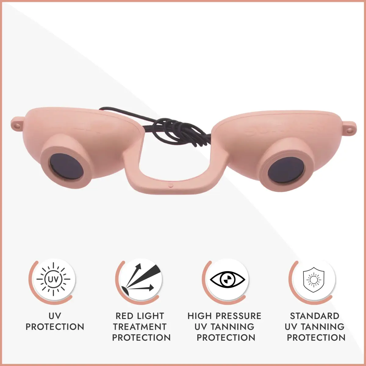 Super Sunnies Flexible UV Tanning Goggles w/Strap - Peach | Eye Protection for Tanning Beds & Red Light Therapy - view 2