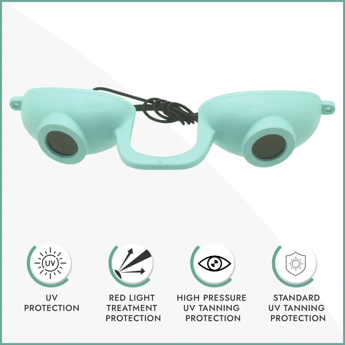 Super Sunnies Flexible UV Tanning Goggles w/Strap - Teal | Protects Eyes from UV & Red Light - view 2