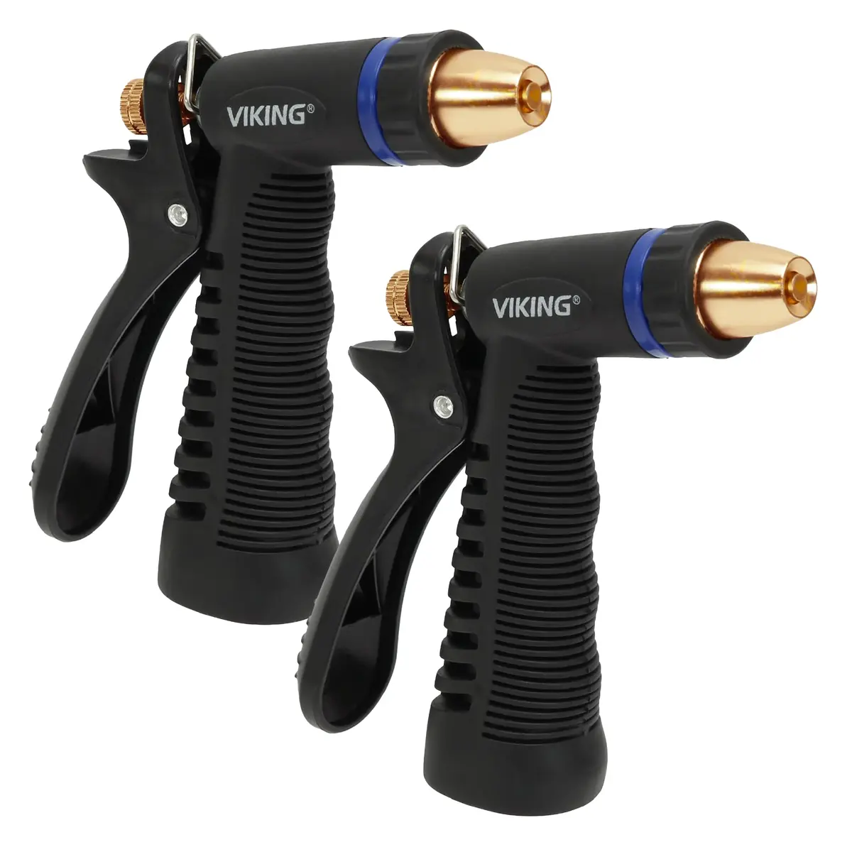 VIKING Heavy Duty Adjustable Garden Hose Nozzle 2 Pack | Metal & Rubber Grip for Car Wash, Plants, Pets, Home - main product image
