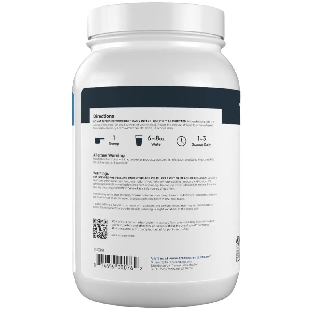 Transparent Labs Grass-Fed Whey Protein Isolate Strawberry Milkshake 1.04 kg (2.3 lb) | 28g Protein Per Serving - view 9