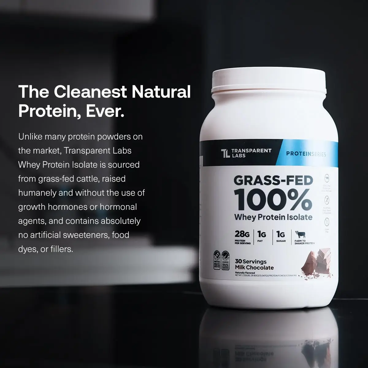 Transparent Labs Grass-Fed Whey Protein Isolate Strawberry Milkshake 1.04 kg (2.3 lb) | 28g Protein Per Serving - view 2