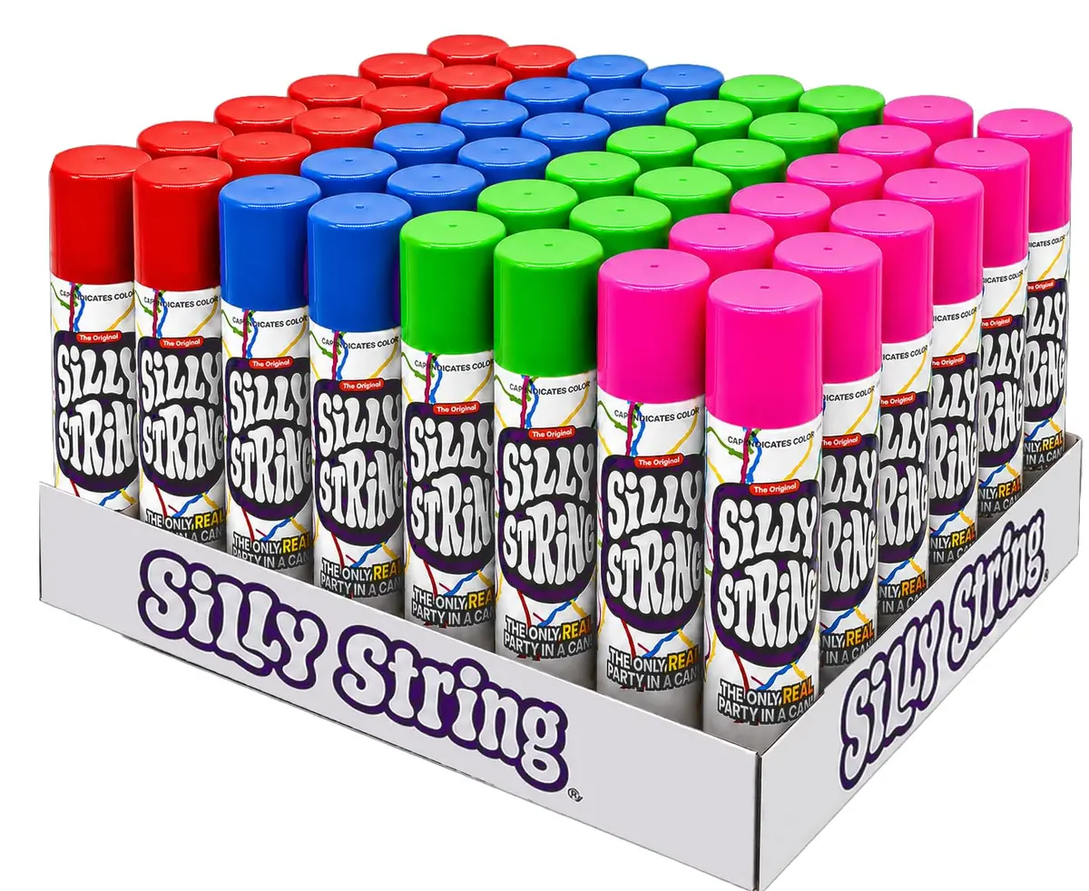 Silly String PARTY_SUPPLIES 48 pack | Assorted Colors, 3 oz Large Can – The Only Real Party in a Can! Be Silly! Shoots over 15ft! - main product image