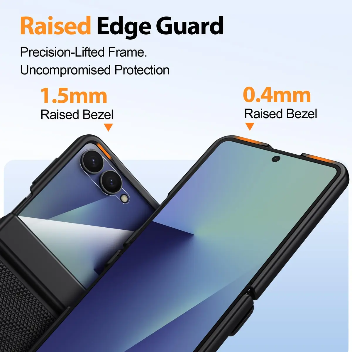 spoovcto for Samsung Galaxy Z-Flip-7 Case: Non-slip Grip 3D Texture & Magnetic Hinge, 9H Glass Screen Protector, Shockproof TPU Cover, Black - view 5