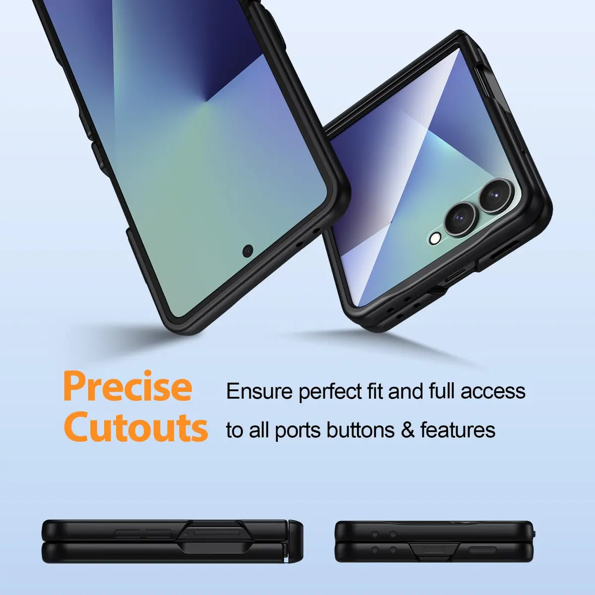 spoovcto for Samsung Galaxy Z-Flip-7 Case: Non-slip Grip 3D Texture & Magnetic Hinge, 9H Glass Screen Protector, Shockproof TPU Cover, Black - view 6
