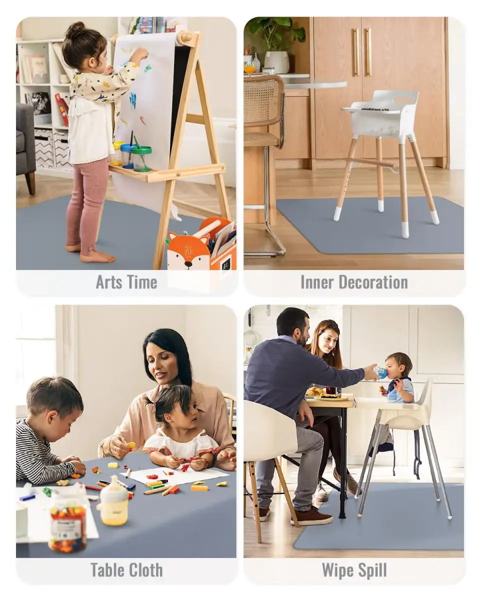 Blissful Diary Baby Splat Mat 128 x 128 cm (50.4 x 50.4 Inch) | Waterproof & Washable Floor Protector for High Chairs - view 7