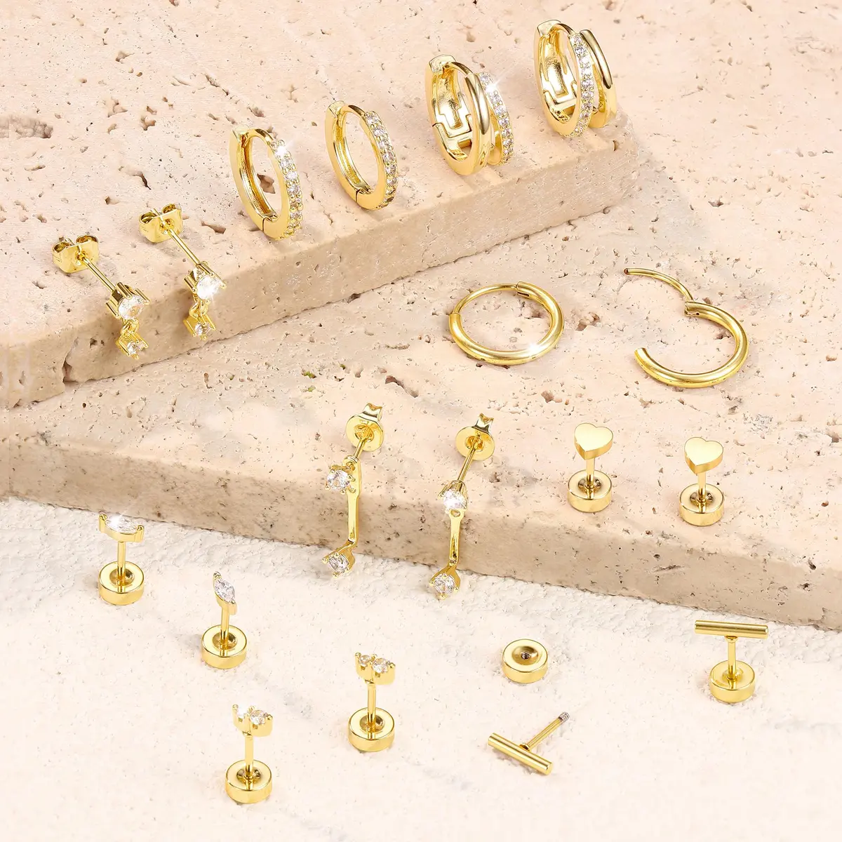 Dochais Gold Cartilage Earrings for Women Hypoallergenic Surgical Steel | Trendy & Safe (70-120 chars) - view 6