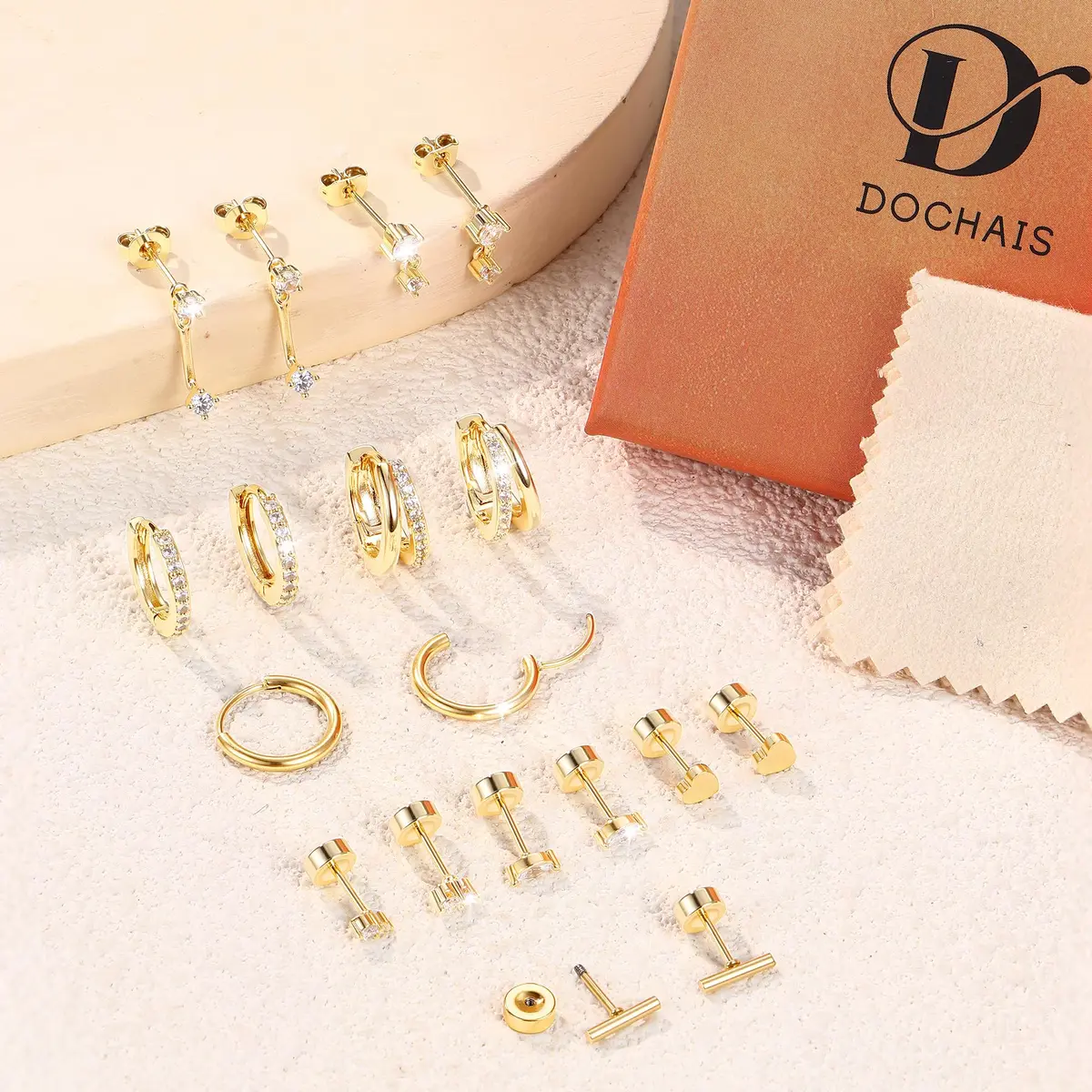 Dochais Gold Cartilage Earrings for Women Hypoallergenic Surgical Steel | Trendy & Safe (70-120 chars) - view 7