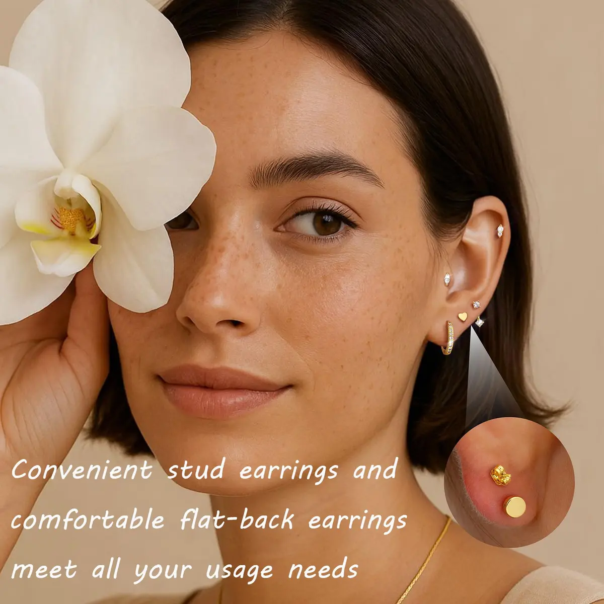 Dochais Gold Cartilage Earrings for Women Hypoallergenic Surgical Steel | Trendy & Safe (70-120 chars) - view 4
