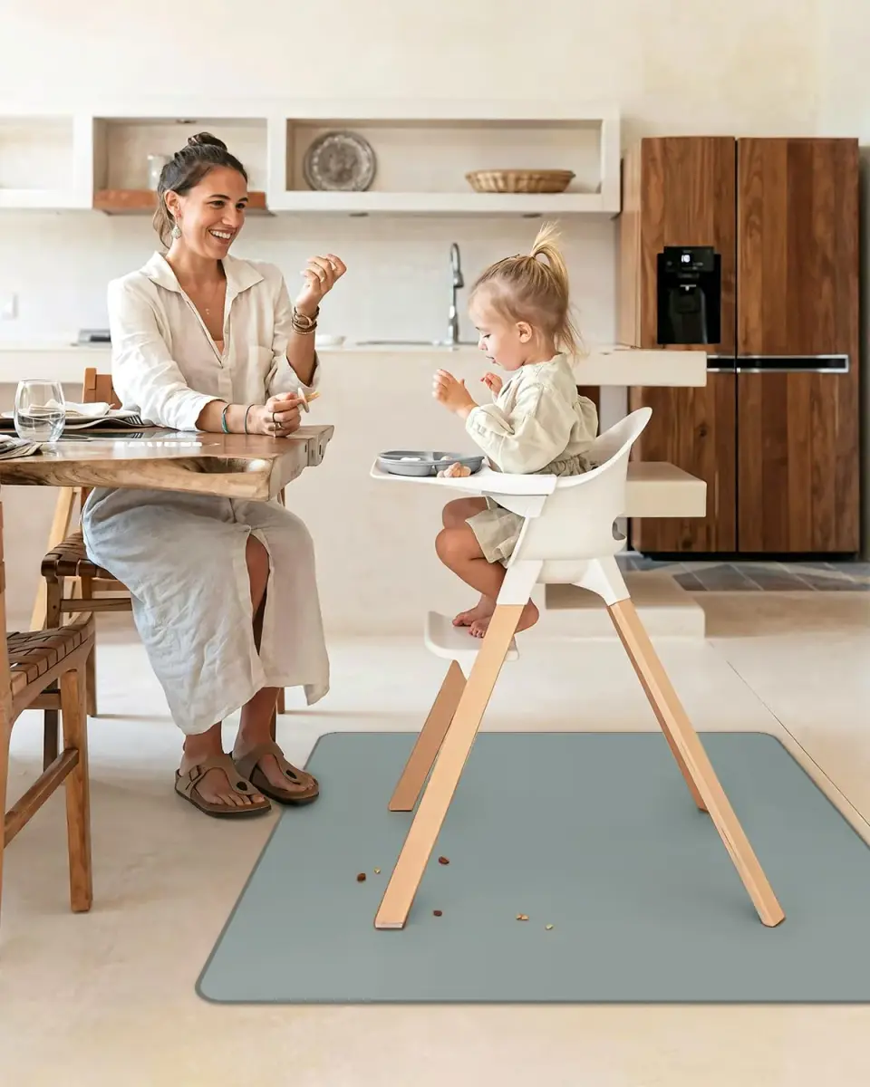 Blissful Diary Baby Splat Mat 129cm x 129cm (50.4 x 50.4 Inch) | Waterproof, Anti-Slip Floor Protector for High Chairs & Playtime - view 4