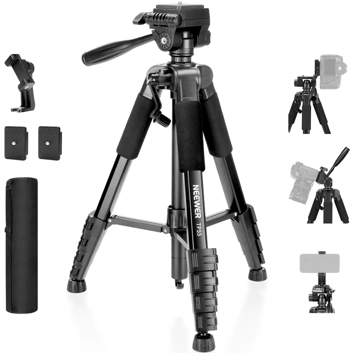 NEEWER Camera Tripod 71'' | Aluminum Lightweight Travel Stand with 3-Way Head - main product image