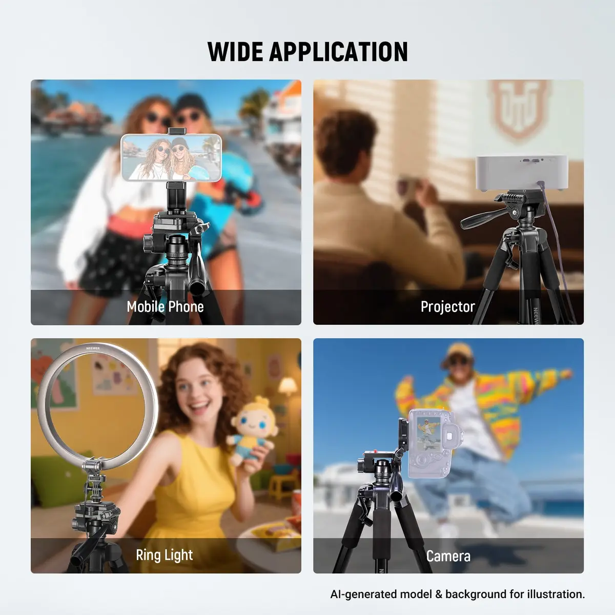 NEEWER Camera Tripod 71'' | Aluminum Lightweight Travel Stand with 3-Way Head - view 7