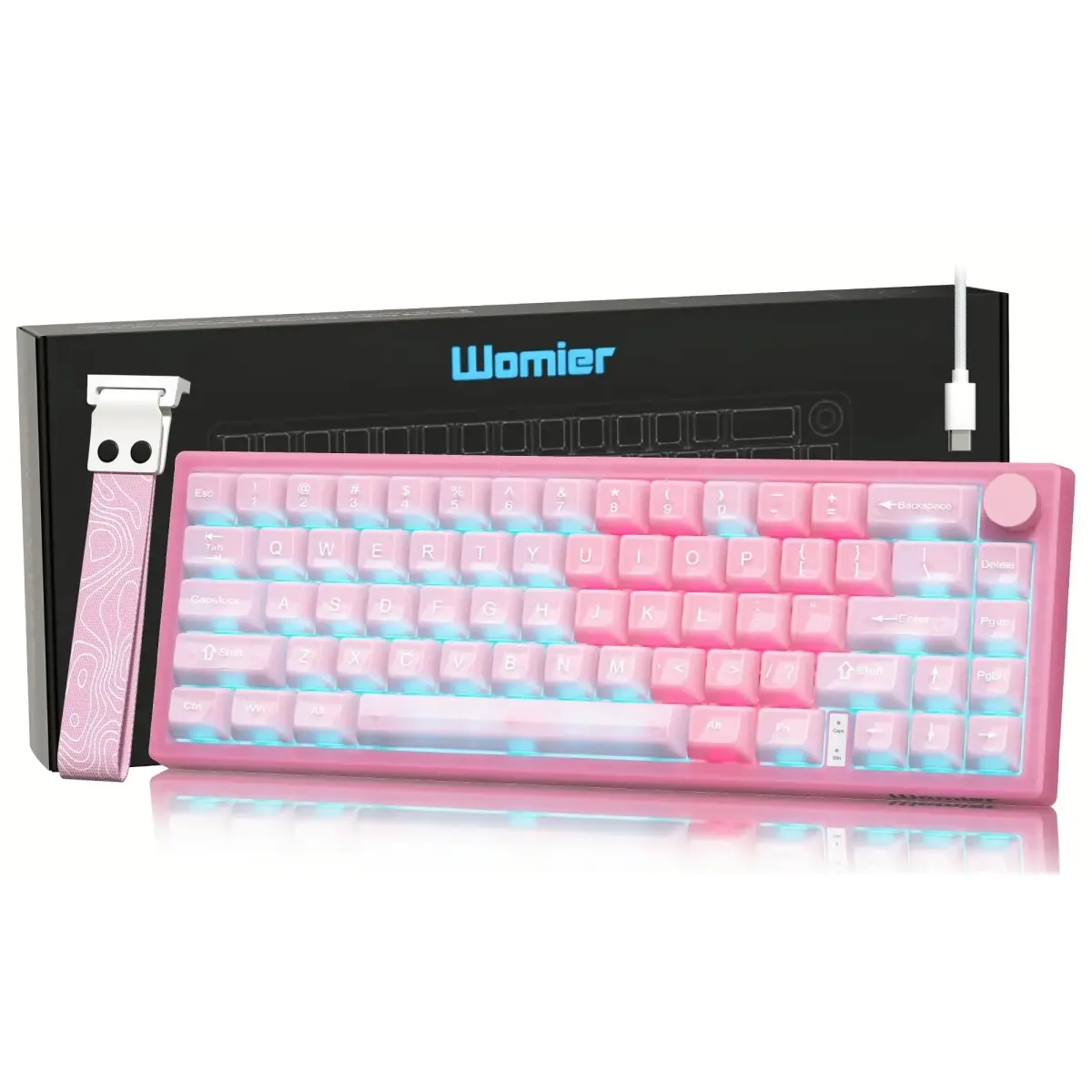 Womier 60% Mechanical Keyboard Pink | QMK/VIA Hot Swappable Gasket Mount RGB Wired Gaming Keyboard with POM Linear Switches (VK66 PRO-Jelly) - main product image