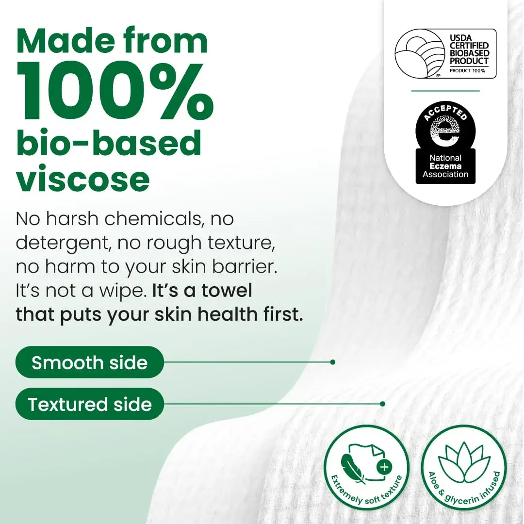CLEAN SKIN CLUB Sensitive Skin Clean Towels XL, 50 Count | Dermatologist Approved Dry Wipes - view 6