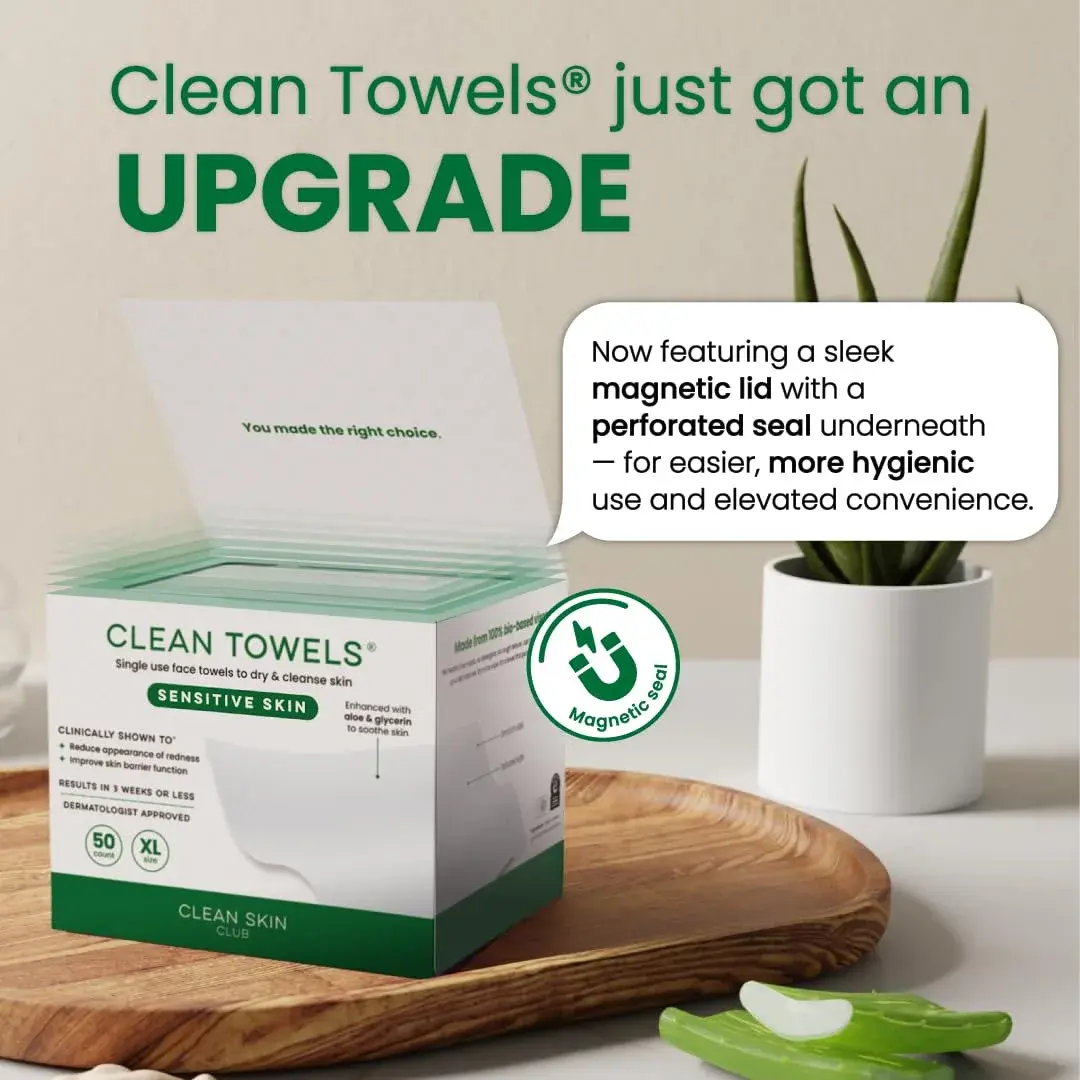 CLEAN SKIN CLUB Sensitive Skin Clean Towels XL, 50 Count | Dermatologist Approved Dry Wipes - view 7