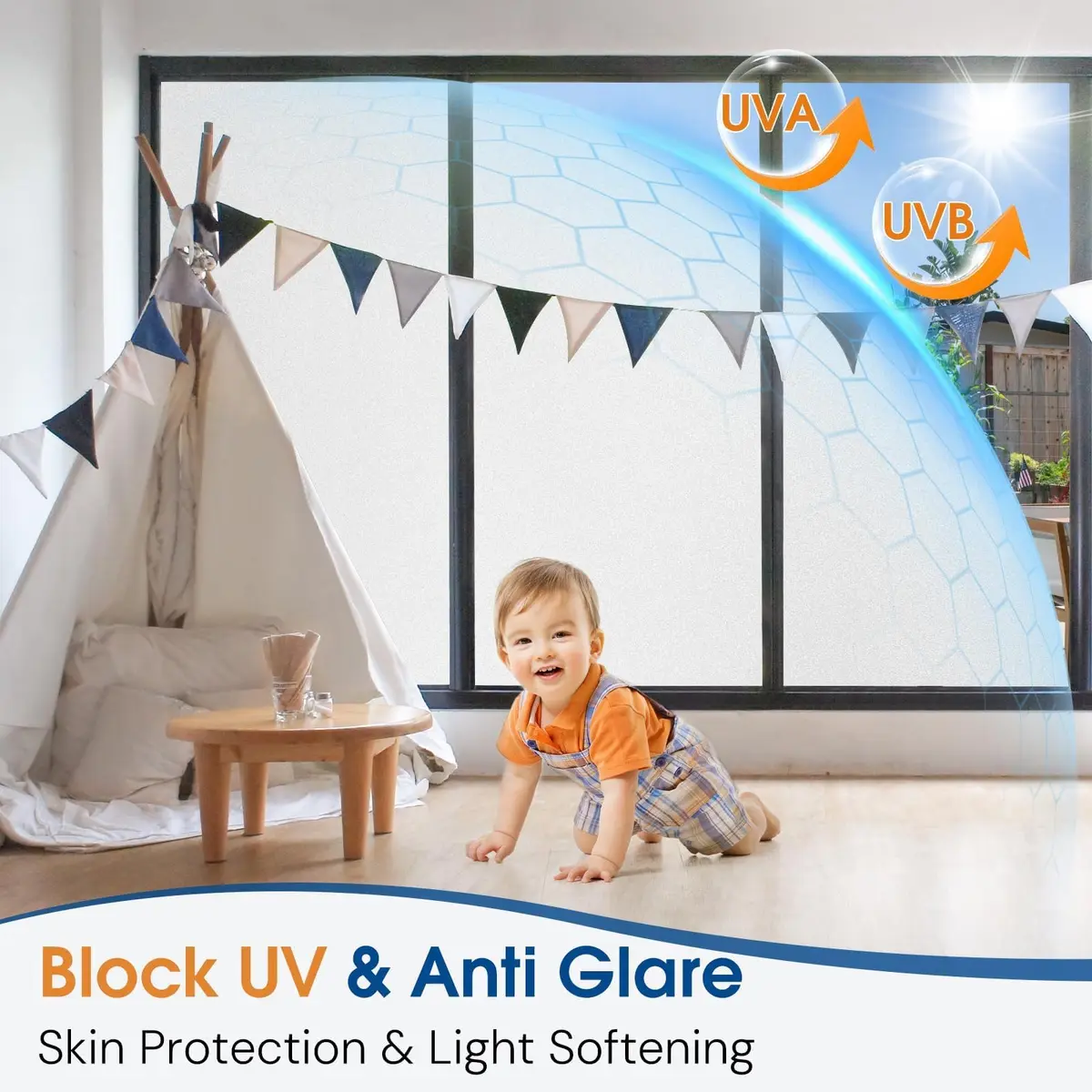 Homein Frosted Glass Window Privacy Film with Tools, Static Cling, Pure | UV Blocking, Reusable & Easy DIY - view 5