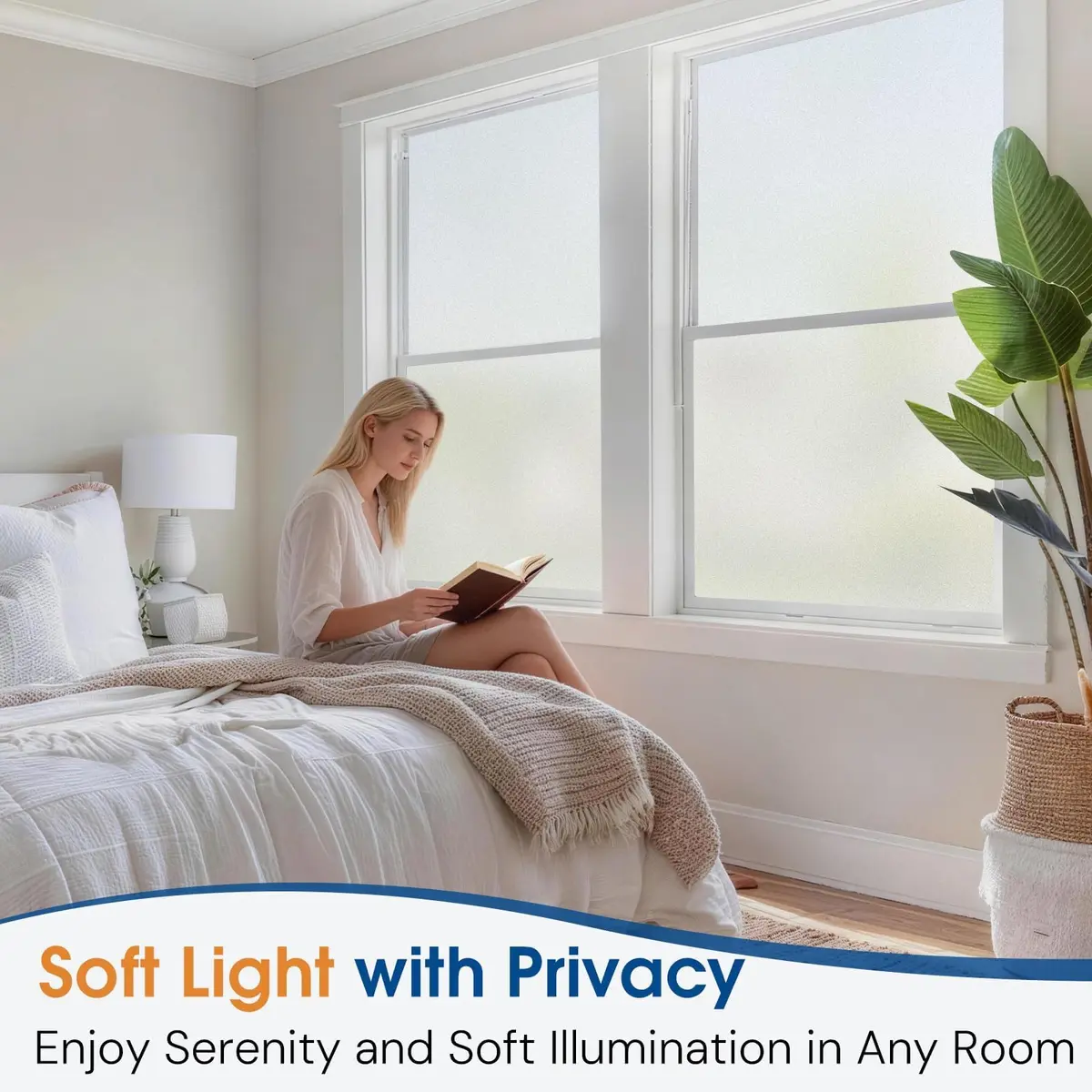 Homein Frosted Glass Window Privacy Film with Tools, Static Cling, Pure | UV Blocking, Reusable & Easy DIY - view 2