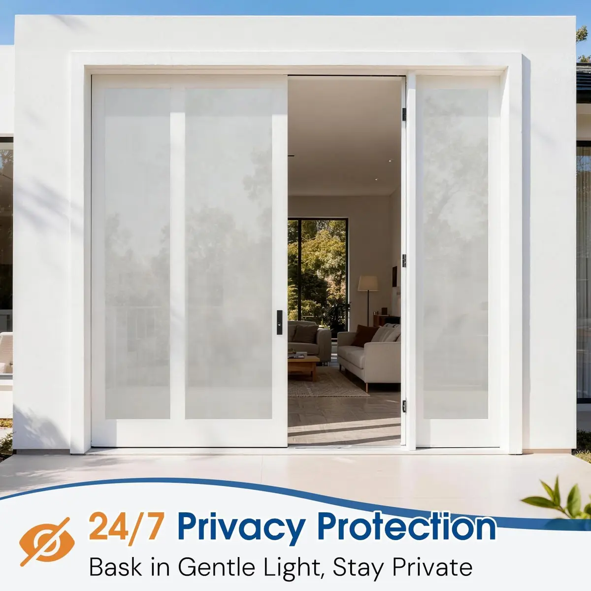 Homein Frosted Glass Window Privacy Film with Tools, Static Cling, Pure | UV Blocking, Reusable & Easy DIY - view 3