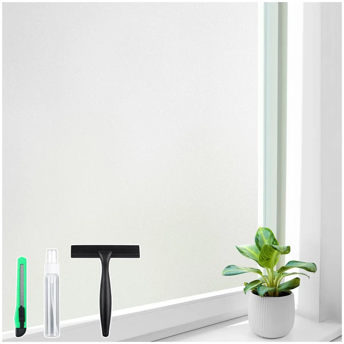 Homein Frosted Glass Window Privacy Film with Tools, Static Cling, Pure | UV Blocking, Reusable, Easy DIY - main product image