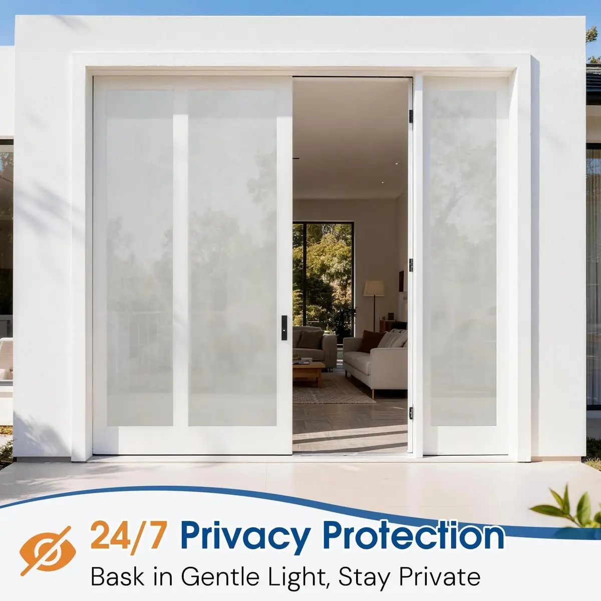 Homein Frosted Glass Window Privacy Film with Tools, Static Cling, Pure | UV Blocking, Reusable, Easy DIY - view 3