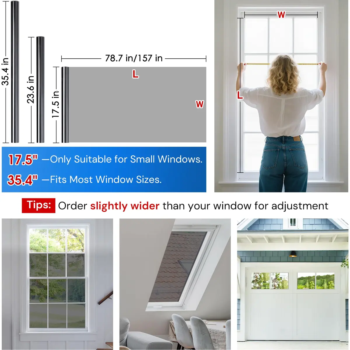 Homein Window Tint for Home with Tools, Black Silver | Static Cling, UV & Heat Reflective Film (23.6" x 157.4") - view 5