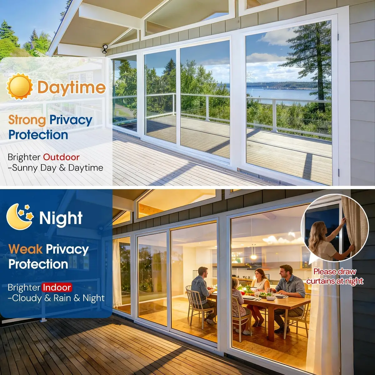 Homein Window Tint for Home with Tools, Black Silver | Static Cling, UV & Heat Reflective Film (23.6" x 157.4") - view 2