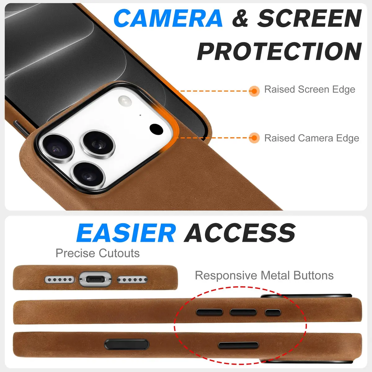 SHIELDON Genuine Leather Case for iPhone 18 Pro Max/17 Pro Max 6.9" | Shockproof & MagSafe Compatible - view 7