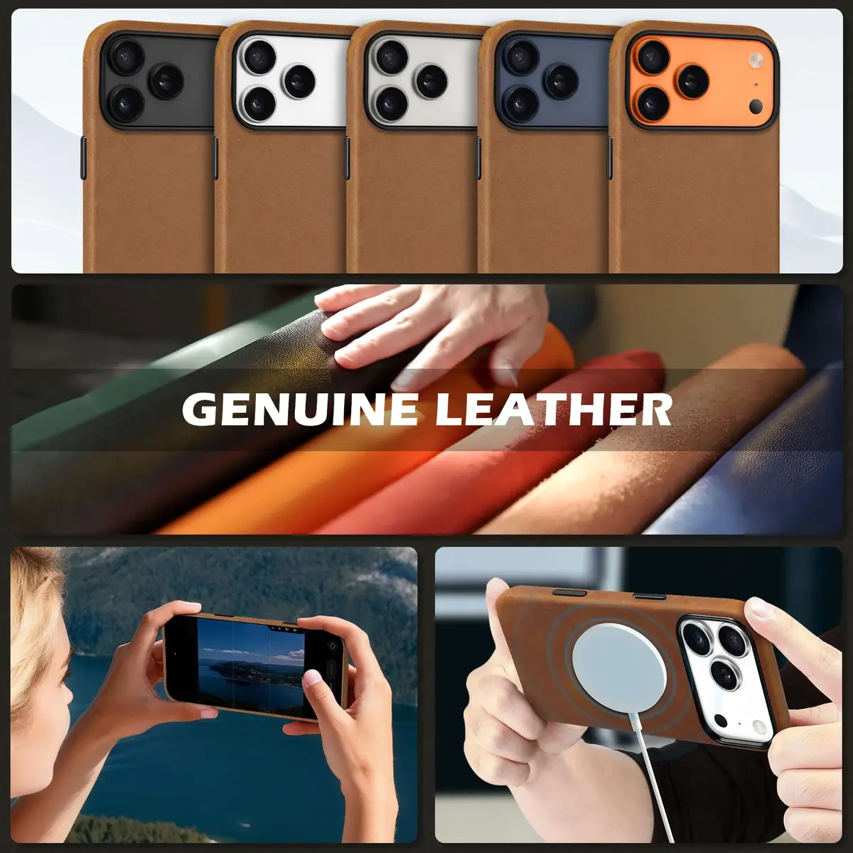 SHIELDON Genuine Leather Case for iPhone 18 Pro Max/17 Pro Max 6.9" | Shockproof & MagSafe Compatible - view 8