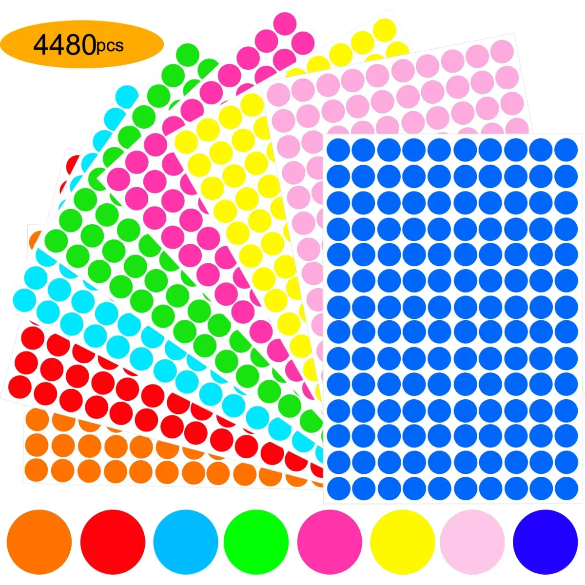 Darfukei Dot Sticker 4480 Pcs, 3/4" Blank Garage Sale Price Stickers, Circle Sticker's, Color-Coding Labels Stickers, Colored Dot Round Markers Sticker for Prices Sale, Coding, Classification, Prioritizing - main product image