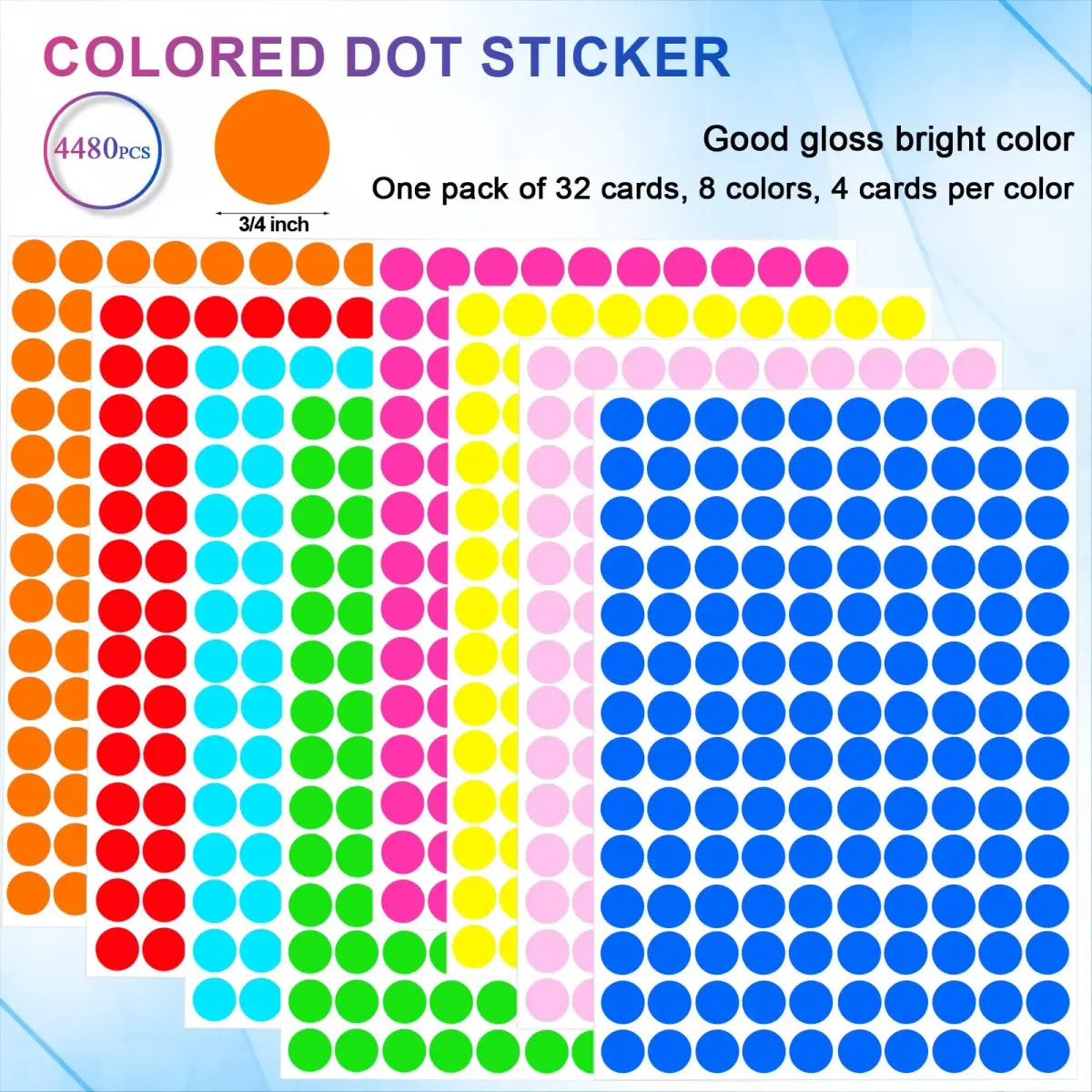 Darfukei Dot Sticker 4480 Pcs, 3/4" Blank Garage Sale Price Stickers, Circle Sticker's, Color-Coding Labels Stickers, Colored Dot Round Markers Sticker for Prices Sale, Coding, Classification, Prioritizing - view 2