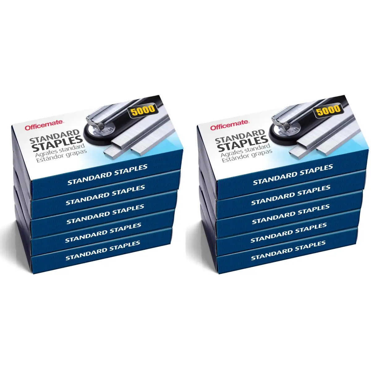 Officemate Standard Staples 5 Boxes (25,000 Staples) | 1/4-inch Leg, 20-Sheet Capacity - main product image
