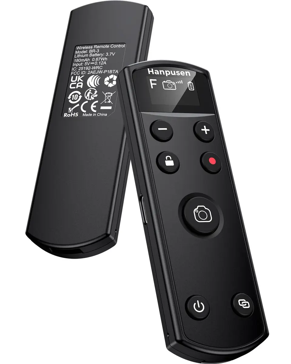 Hanpusen Rechargeable Wireless Camera Remote Control with OLED Screen for Fujifilm Cameras | 10m (32.8ft) Range - main product image