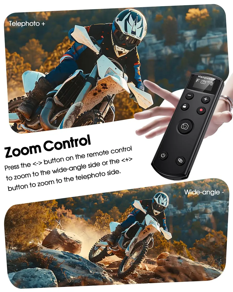 Hanpusen Rechargeable Wireless Camera Remote Control with OLED Screen for Fujifilm Cameras | 10m (32.8ft) Range - view 3
