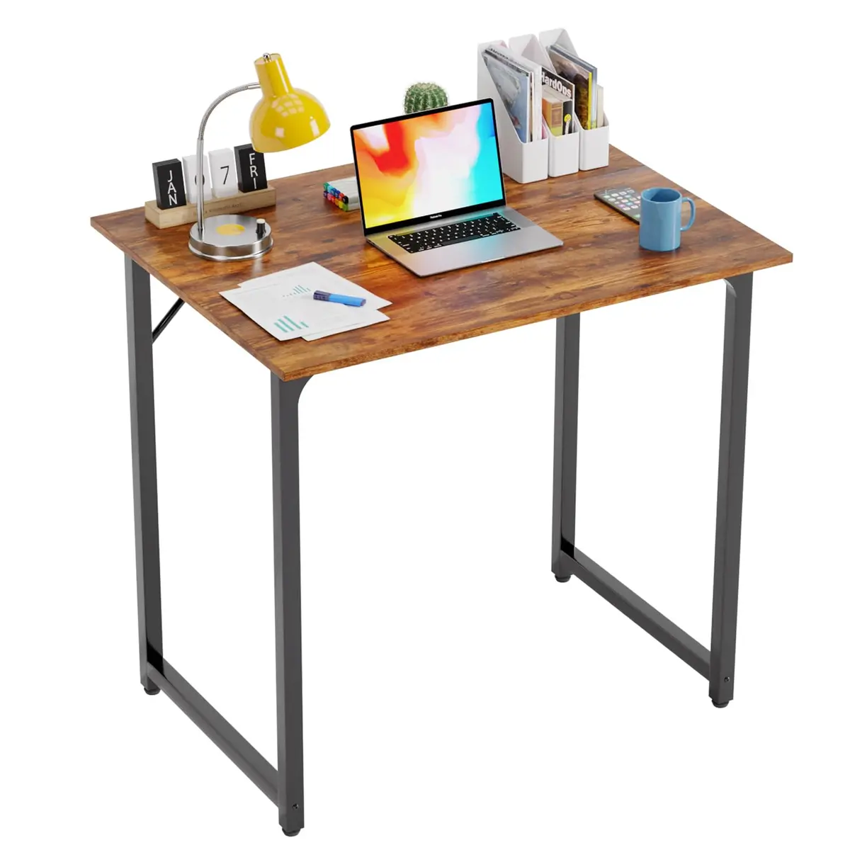 PayLessHere 32 Inch Computer Desk Vintage Style | Sturdy Metal Frame & Wood Top - main product image