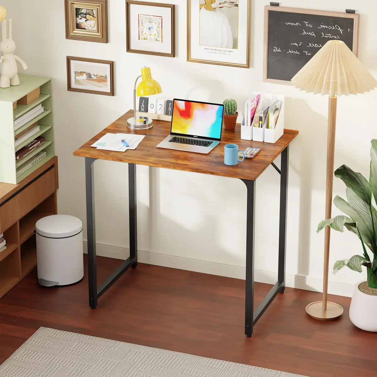 PayLessHere 32 Inch Computer Desk Vintage Style | Sturdy Metal Frame & Wood Top - view 2