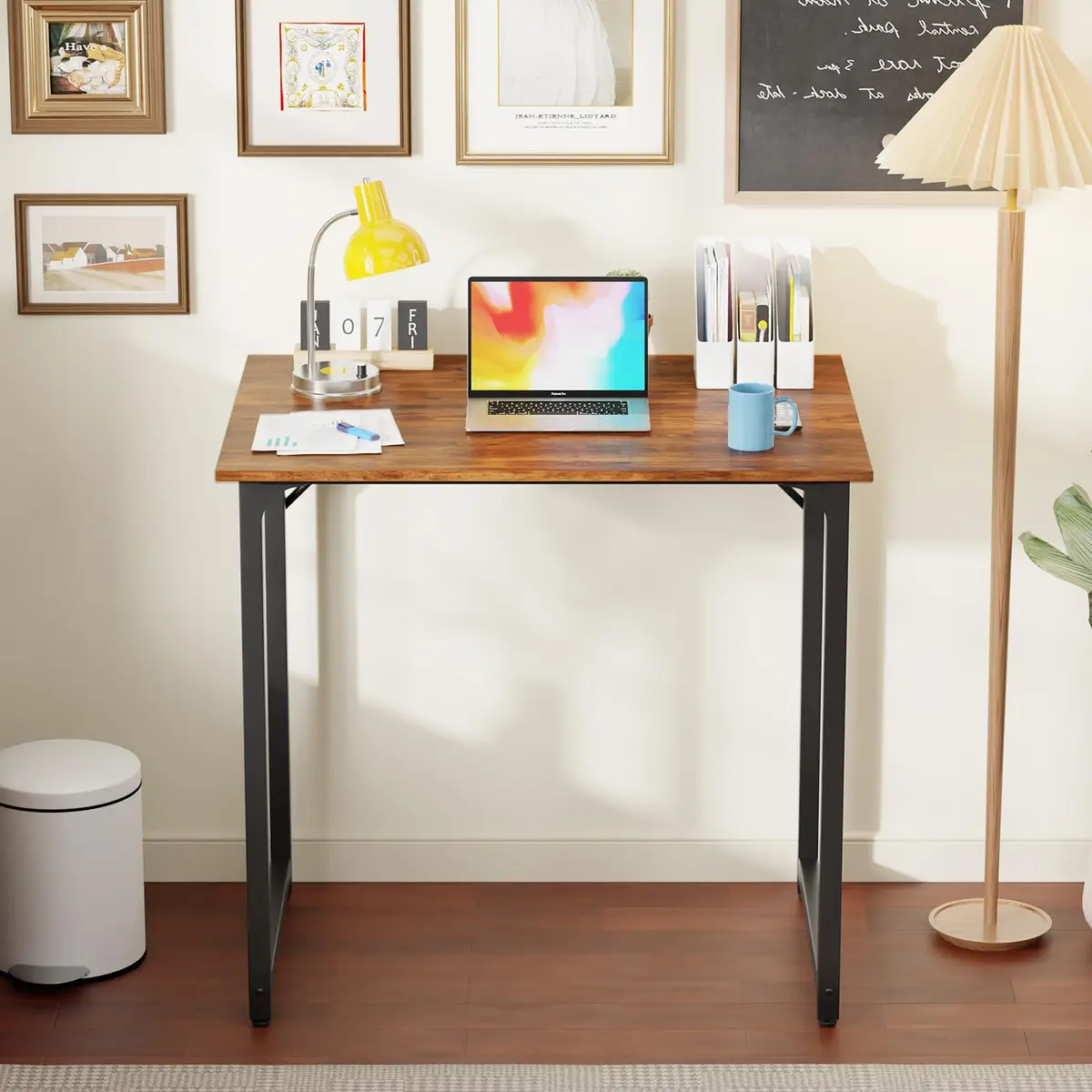 PayLessHere 32 Inch Computer Desk Vintage Style | Sturdy Metal Frame & Wood Top - view 3