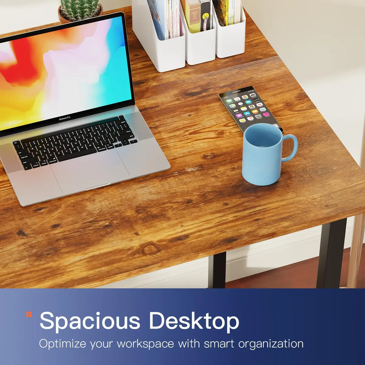PayLessHere 32 Inch Computer Desk Vintage Style | Sturdy Metal Frame & Wood Top - view 4