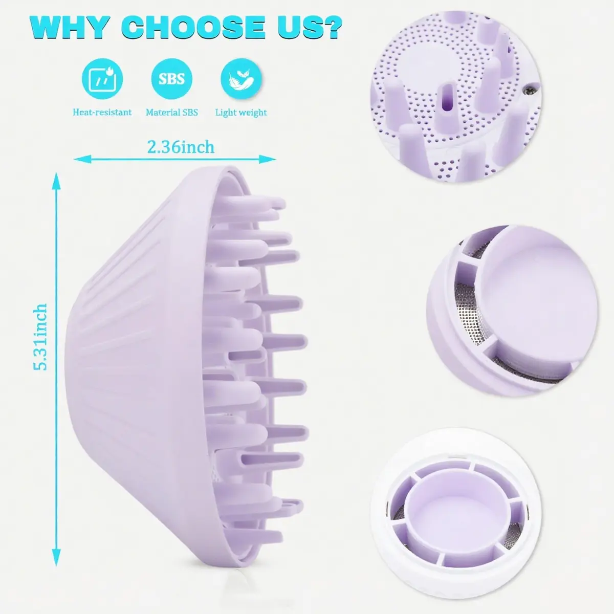 SEICHYGO Purple Diffuser for Hair Dryer | Compatible with Laifen SE Lite, 360° Rotating, Gentle on Fine Hair (150 characters) - view 5