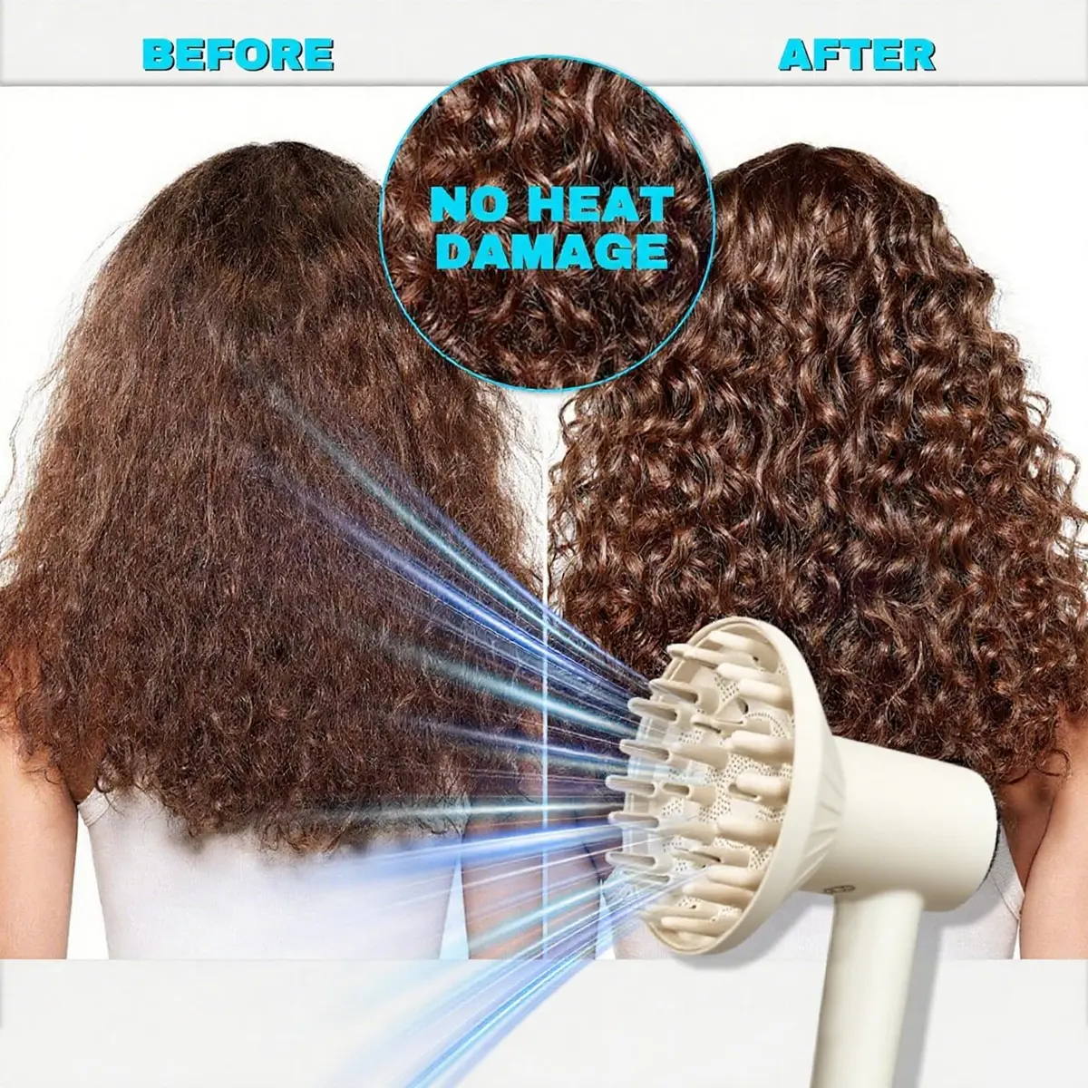 SEICHYGO 360° Rotating Diffuser Attachment Nozzle for Laifen SE Lite Hair Dryer | Milk Tea Color, Honeycomb Design - view 5