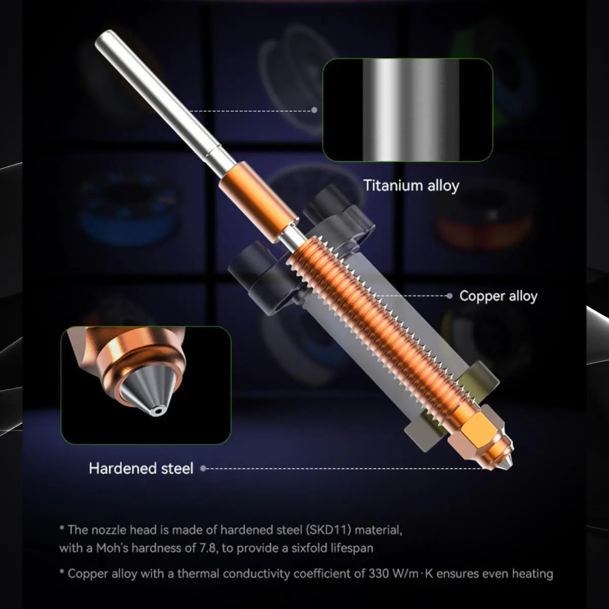 Yilirongren K2 Plus Nozzle 0.4mm 350°C Quick Swap Hotend Assembly | All-Metal Integrated Design for Creality K2 Plus 3D Printer - view 7