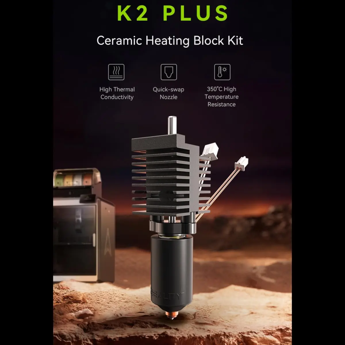 Yilirongren K2 Plus Nozzle 0.4mm 350°C Quick Swap Hotend Assembly | All-Metal Integrated Design for Creality K2 Plus 3D Printer - view 3
