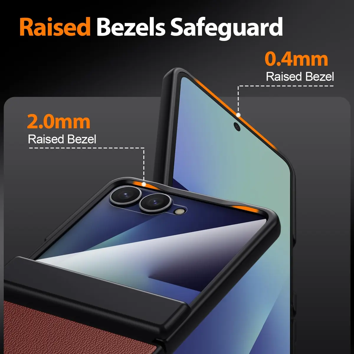 Spoovcto Leather Case for Samsung Galaxy Z Flip 7 | TPU Shockproof | Magnetic Hinge Protection | Brown (1 Case) - view 5