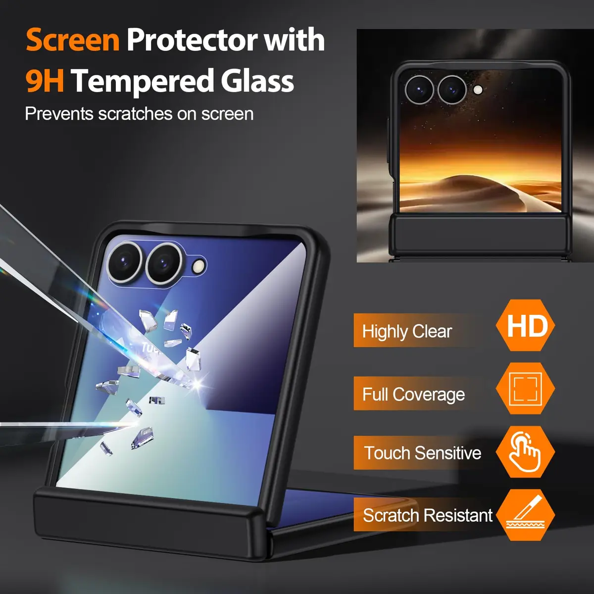 Spoovcto Leather Case for Samsung Galaxy Z Flip 7 | TPU Shockproof | Magnetic Hinge Protection | Brown (1 Case) - view 4