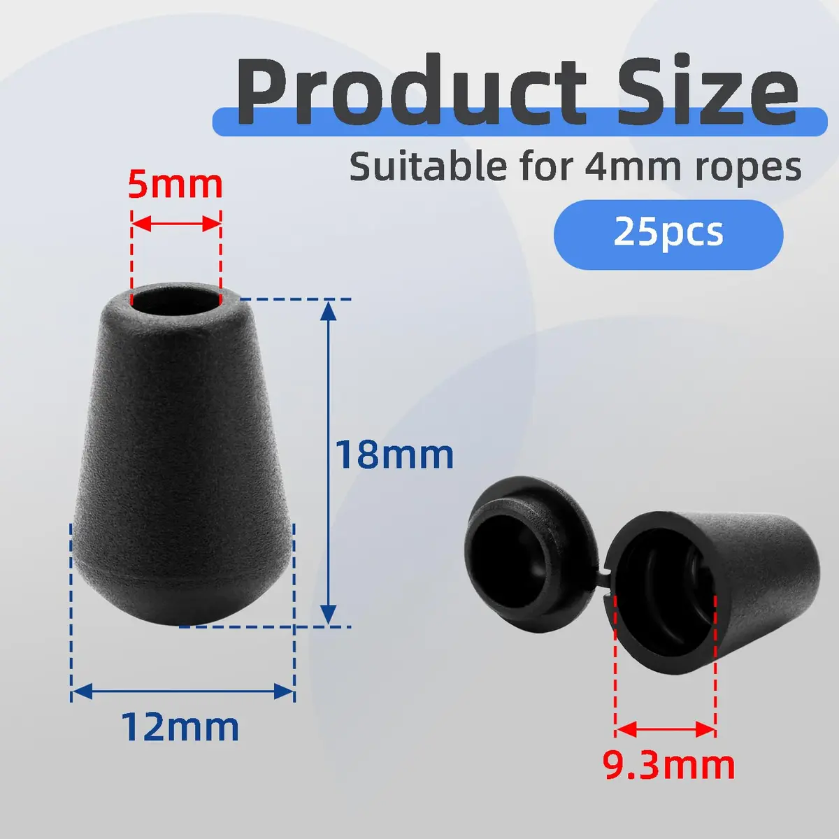 CooBigo Plastic Paracord Cord Ends Caps 25 Pack | Cord Lock Replacement for Shoelaces & Clothing - view 2