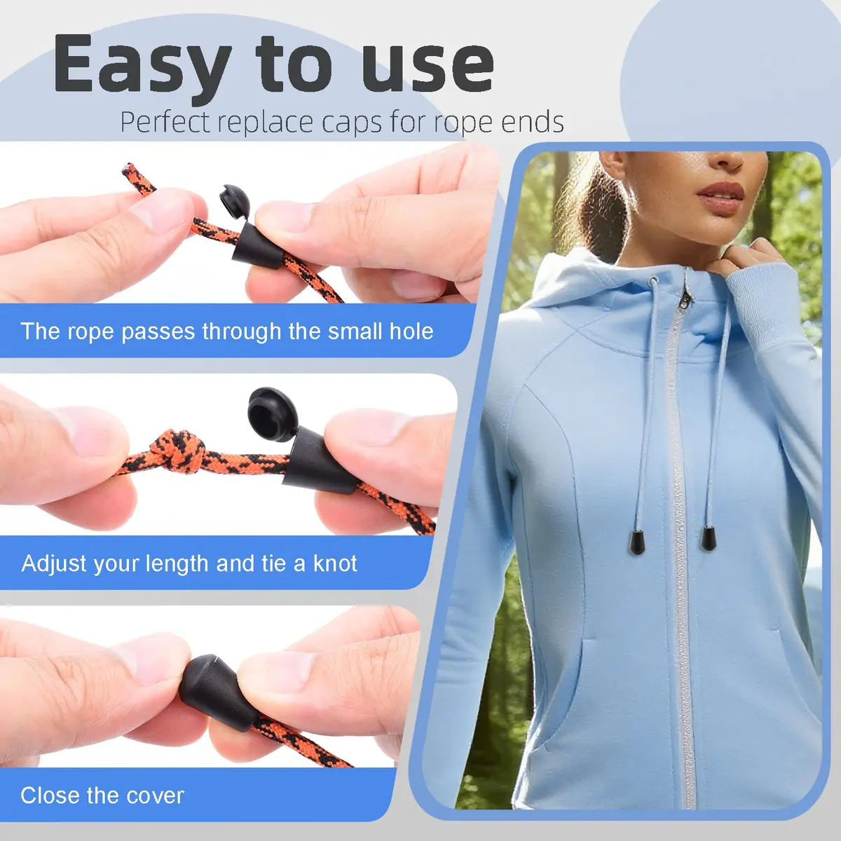 CooBigo Plastic Paracord Cord Ends Caps 25 Pack | Cord Lock Replacement for Shoelaces & Clothing - view 3