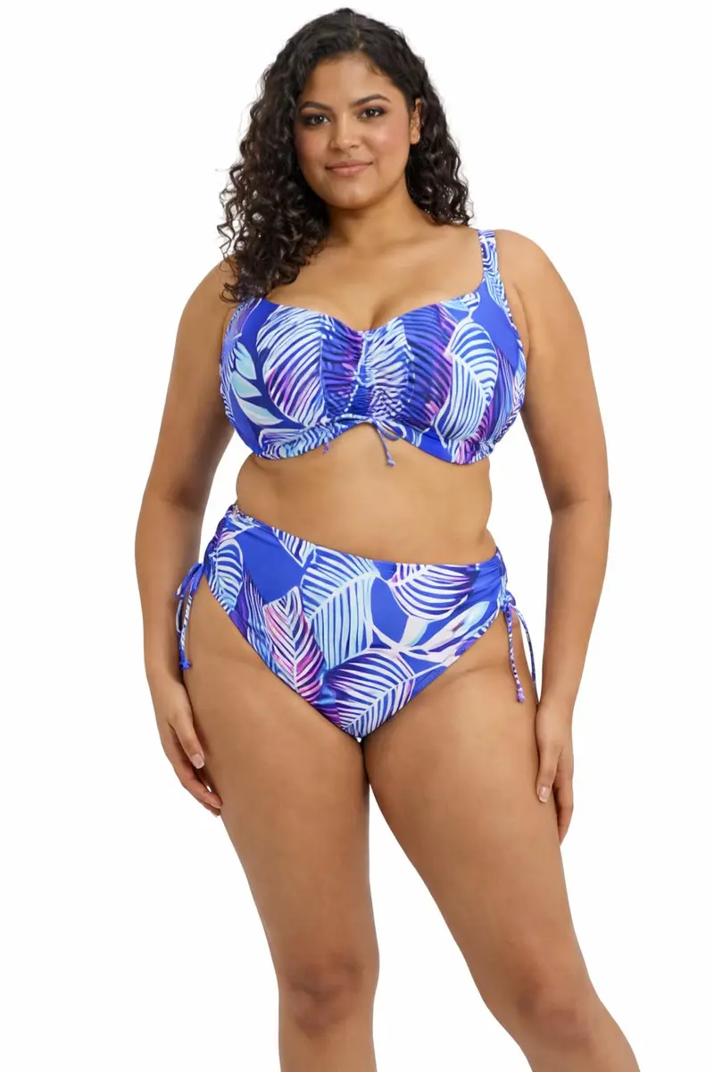 Elomi Swim Maluku Island Adjustable Bikini Brief | Full Coverage, High Rise, Atlantic Blue, Size 22 - main product image