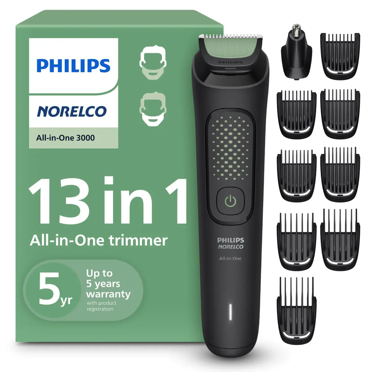 Philips Norelco All-in-One 3000 Series 13-in-1 Trimmer MG3919/50 | 9 Length Settings, Skin-Friendly Blades - main product image